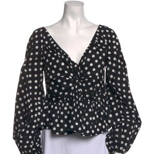 Caroline Constas polka dot V neck top size xs